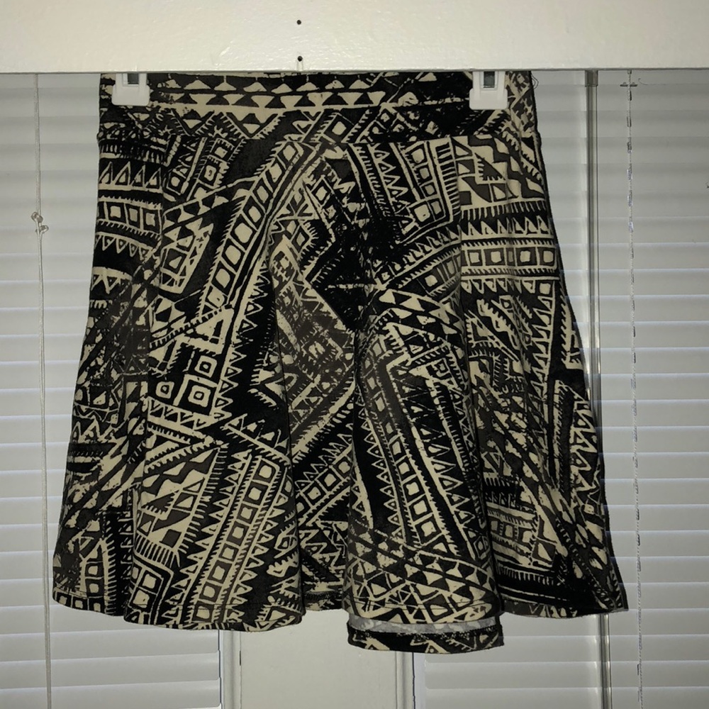 Faded Black and white Aztec skater skirt